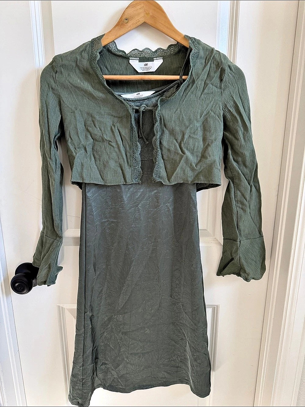 H&M Sage Green Midi Dress Size Medium Like New
